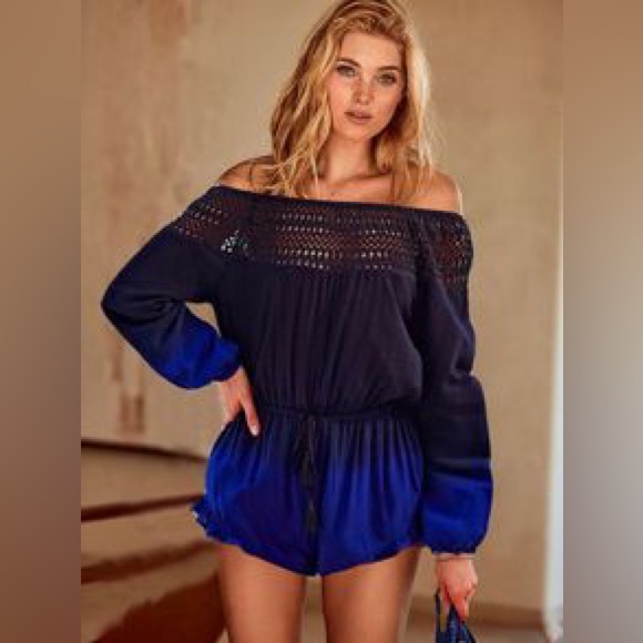 Victoria’s Secret Ombre Boho Romper Size Small Off The Shoulder Beach Coverup - Picture 3 of 6